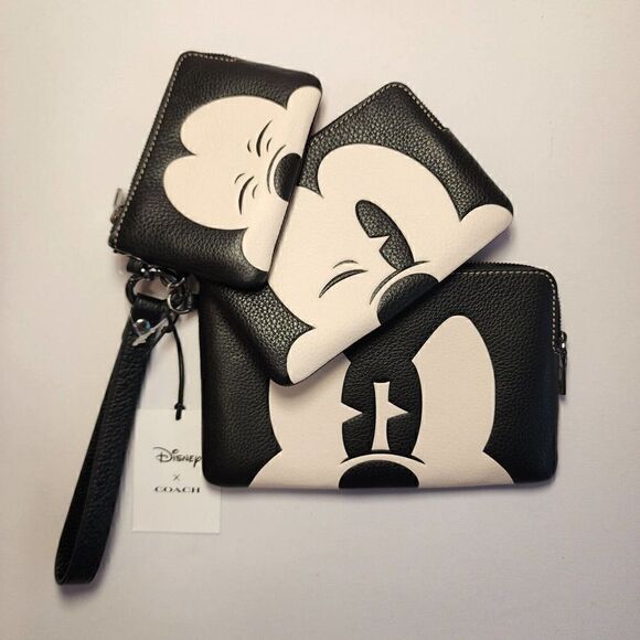 NWT Coach CN042 Disney X Coach Corner Zip Trio With Mickey Mouse Faces B… - Picture 7 of 7